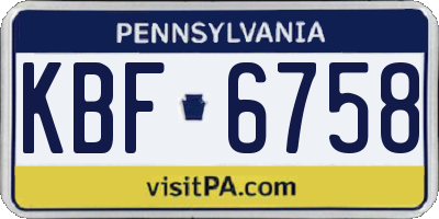 PA license plate KBF6758
