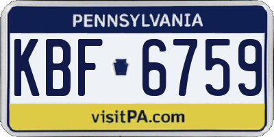 PA license plate KBF6759