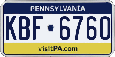 PA license plate KBF6760