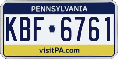 PA license plate KBF6761