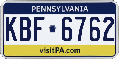 PA license plate KBF6762
