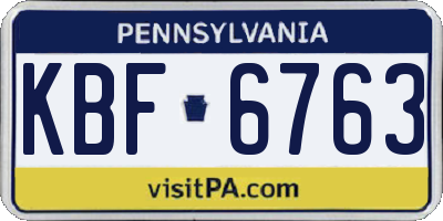PA license plate KBF6763