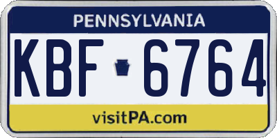 PA license plate KBF6764