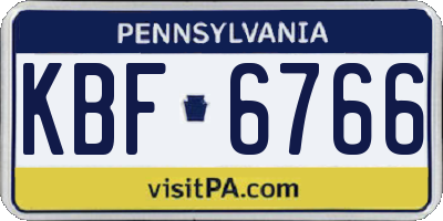 PA license plate KBF6766