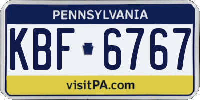 PA license plate KBF6767