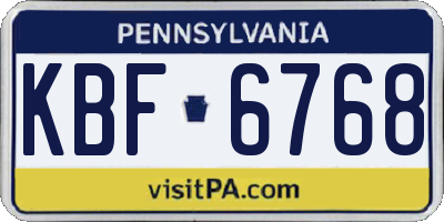 PA license plate KBF6768