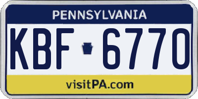 PA license plate KBF6770