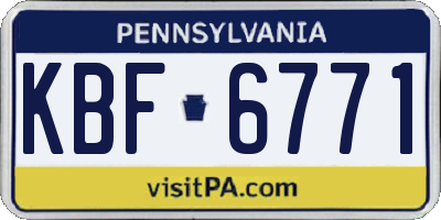 PA license plate KBF6771
