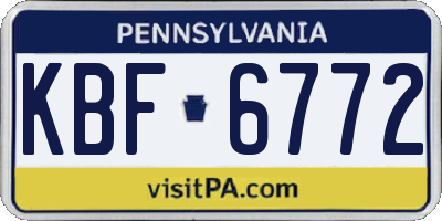 PA license plate KBF6772