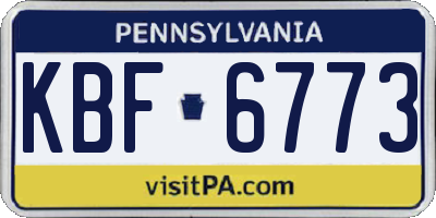 PA license plate KBF6773