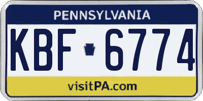 PA license plate KBF6774