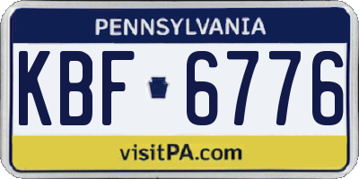PA license plate KBF6776
