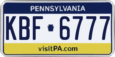 PA license plate KBF6777