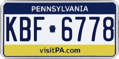 PA license plate KBF6778