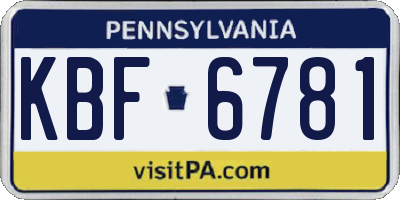 PA license plate KBF6781