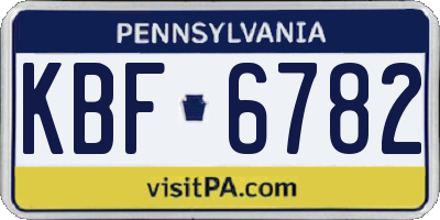 PA license plate KBF6782