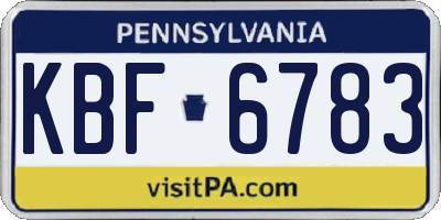 PA license plate KBF6783