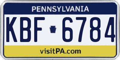 PA license plate KBF6784