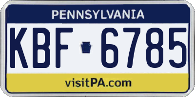 PA license plate KBF6785