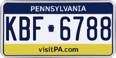 PA license plate KBF6788