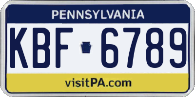 PA license plate KBF6789