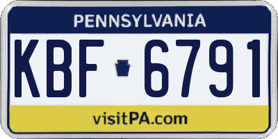 PA license plate KBF6791