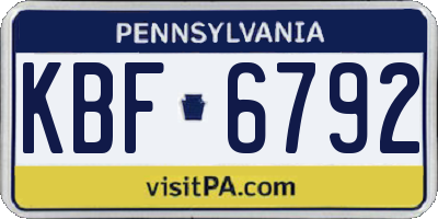 PA license plate KBF6792
