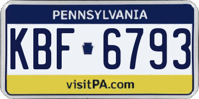 PA license plate KBF6793