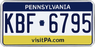 PA license plate KBF6795