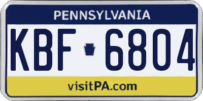 PA license plate KBF6804