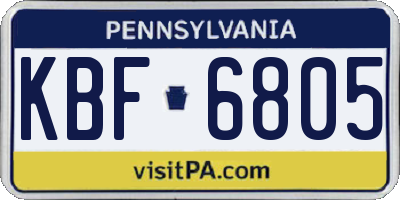PA license plate KBF6805