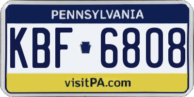 PA license plate KBF6808