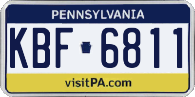 PA license plate KBF6811