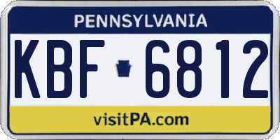 PA license plate KBF6812