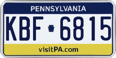 PA license plate KBF6815
