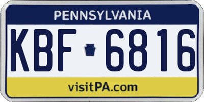 PA license plate KBF6816