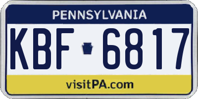 PA license plate KBF6817