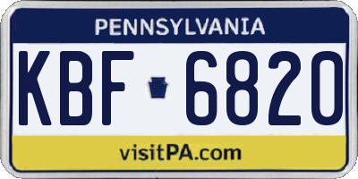 PA license plate KBF6820