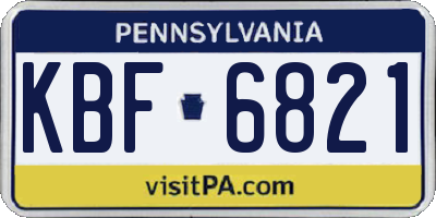 PA license plate KBF6821