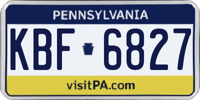 PA license plate KBF6827