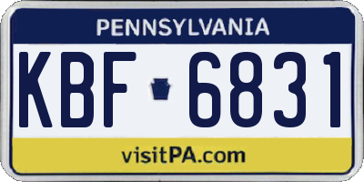 PA license plate KBF6831