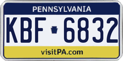 PA license plate KBF6832