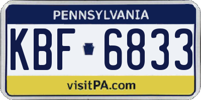 PA license plate KBF6833