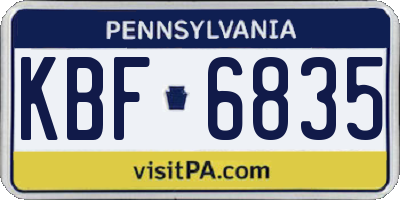 PA license plate KBF6835