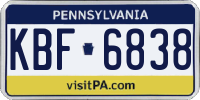 PA license plate KBF6838