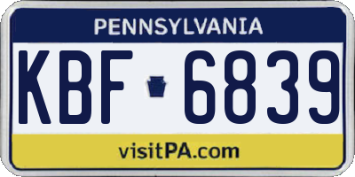 PA license plate KBF6839