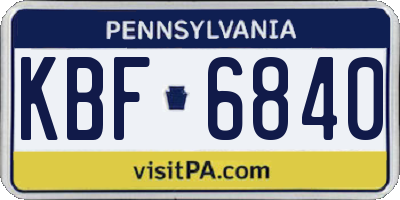 PA license plate KBF6840