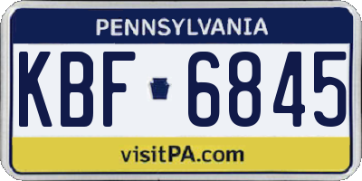 PA license plate KBF6845