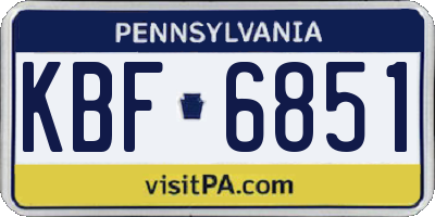 PA license plate KBF6851