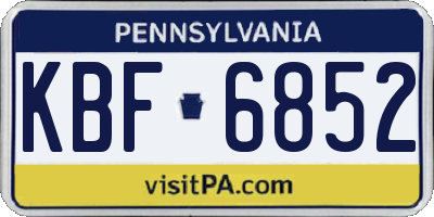 PA license plate KBF6852
